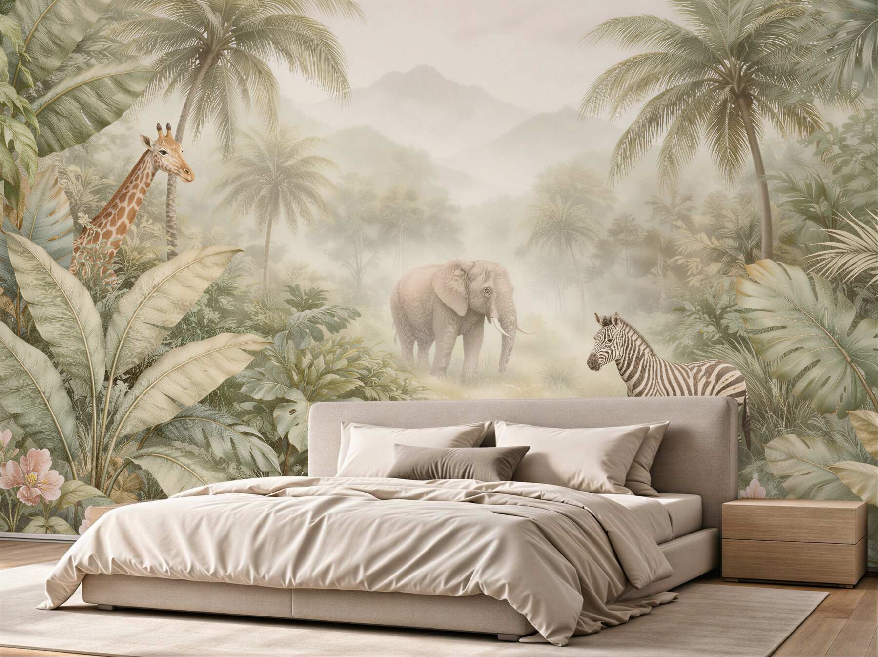 Fototapet Safari pastel în jungla cețoasă