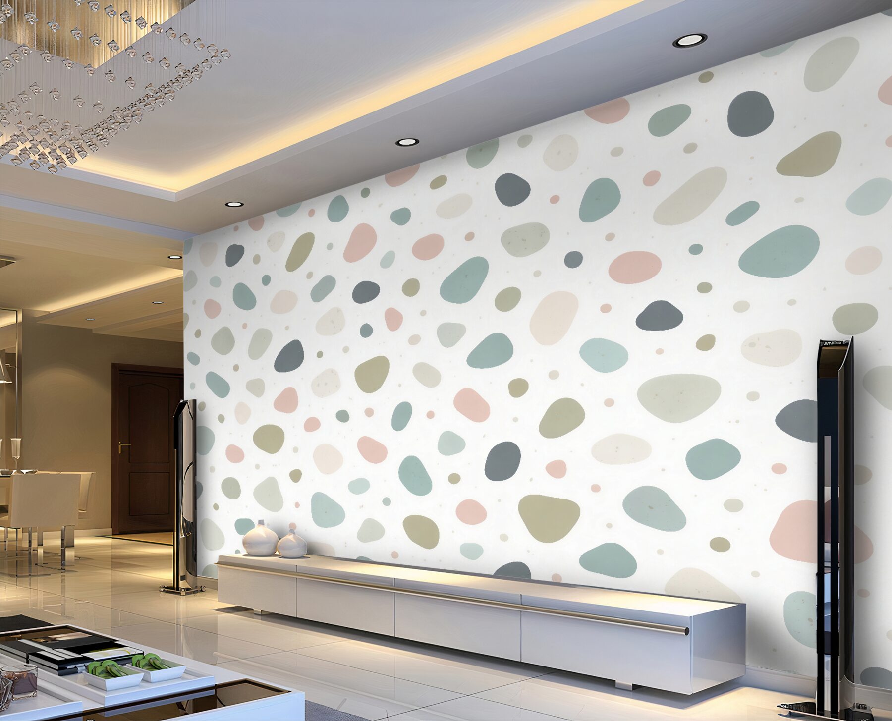 Fototapet terrazzo organic în nuanțe pastelate