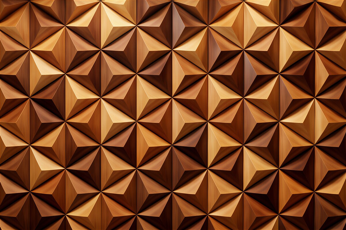 Fototapet Mozaic geometric din lemn 3D