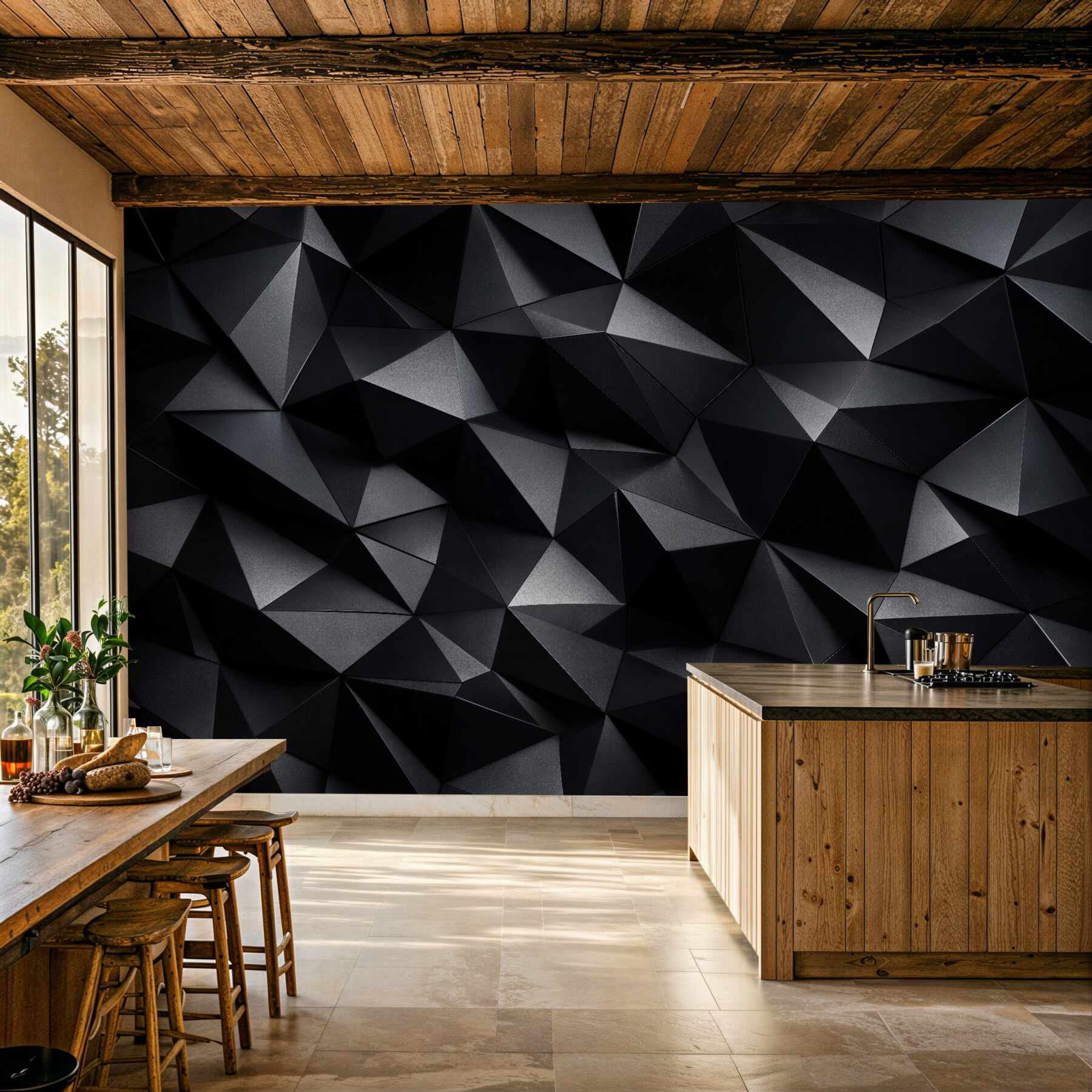 Fototapet Forme geometrice negre 3D