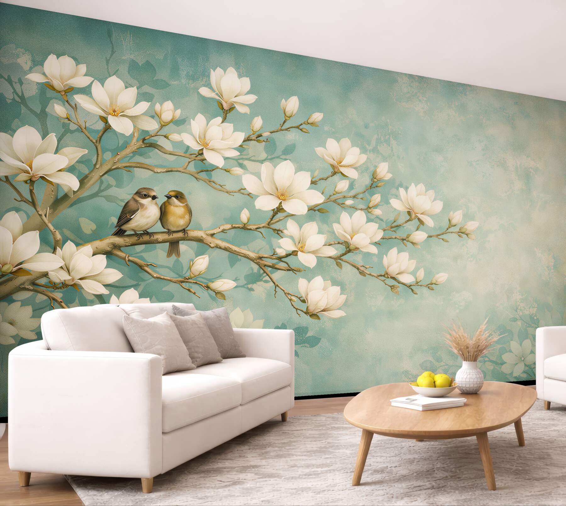 Fototapet Magnolii cu păsărele pe o ramură