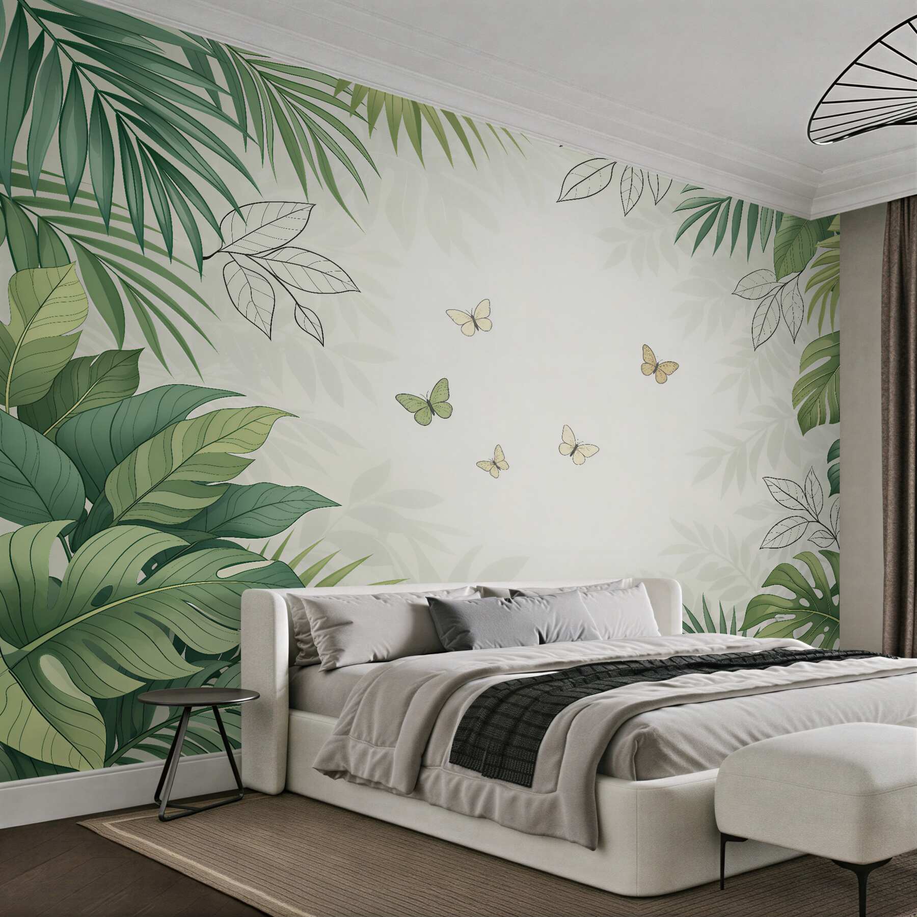 Fototapet Frunze tropicale cu fluturi
