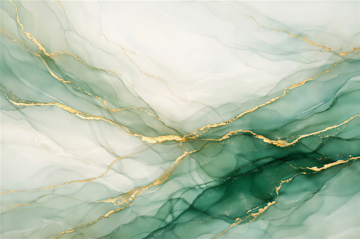Fototapet Abstractiune smarald cu accente aurii