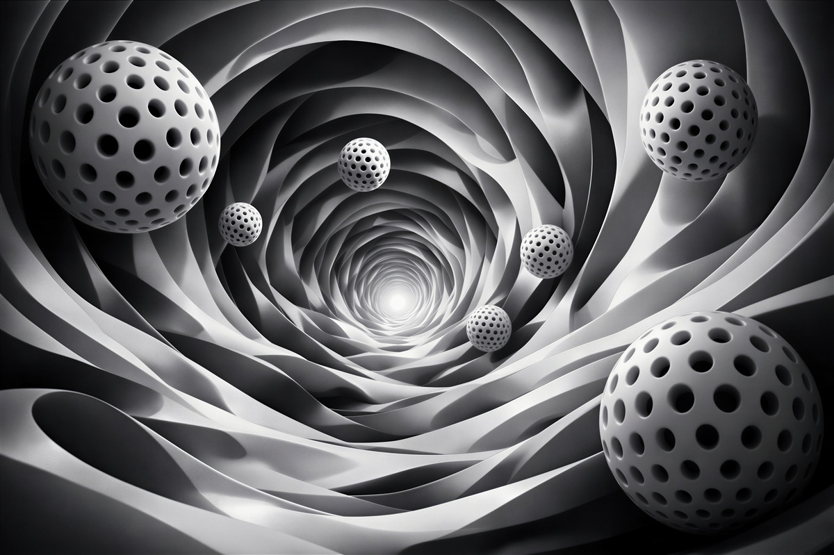 Fototapet Tunel cu sfere ajurate 3D