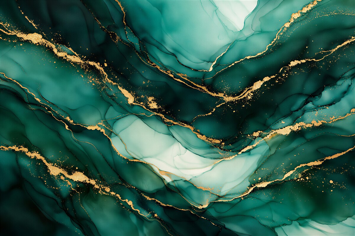 Fototapet Abstract smarald cu aur