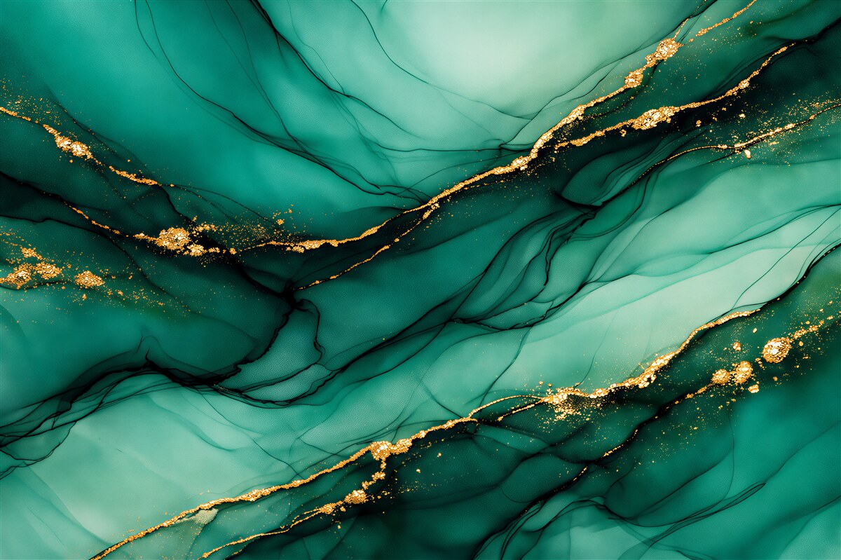 Fototapet Abstract smarald cu aur