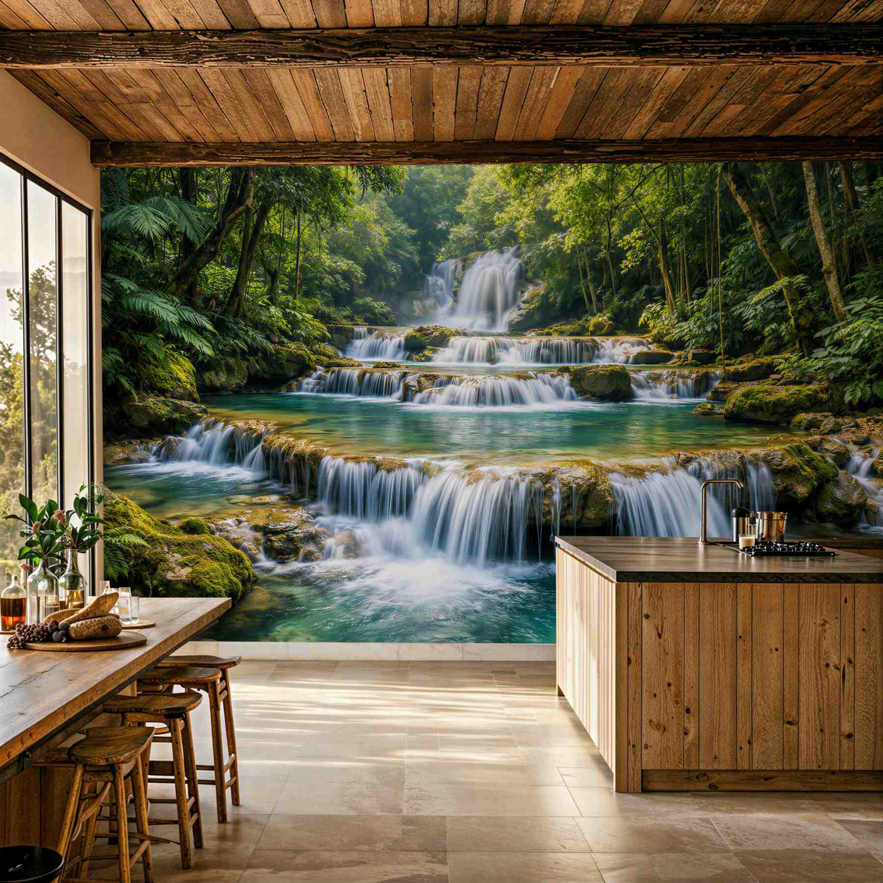 Fototapet Cascadă tropicală în jungla verde
