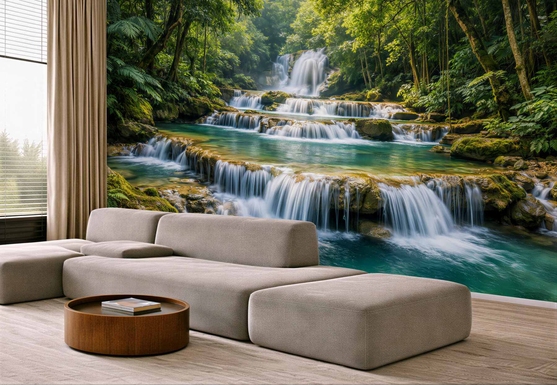 Fototapet Cascadă tropicală în jungla verde