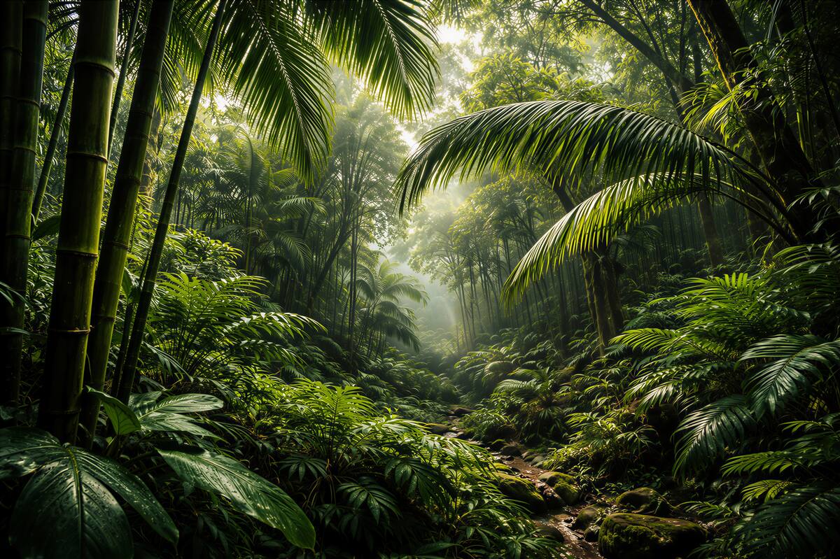Fototapet Junglă tropicală cu palmieri