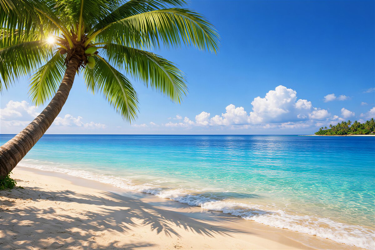 Fototapet Plajă paradisiacă cu palmier