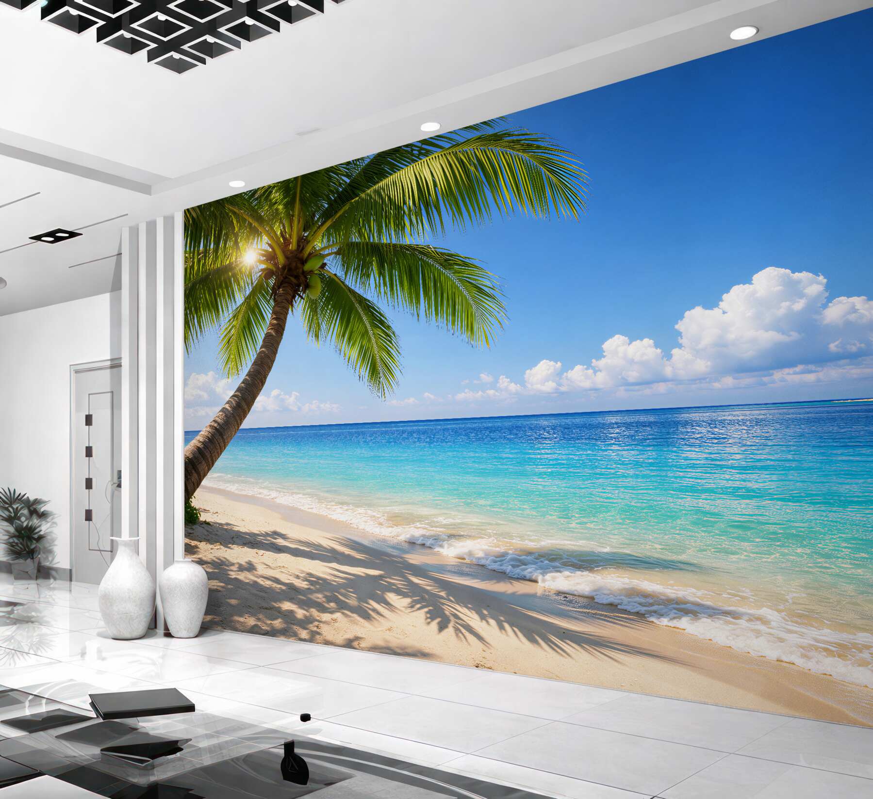 Fototapet Plajă paradisiacă cu palmier