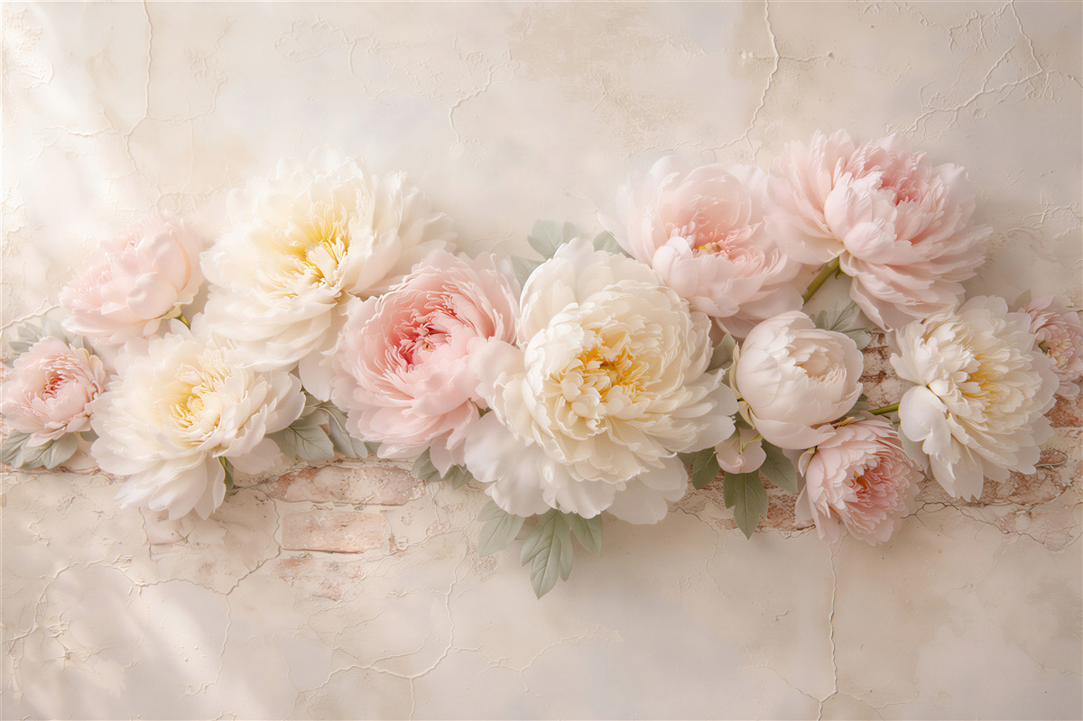 Fototapet Bujori pastel pe fundal deschis