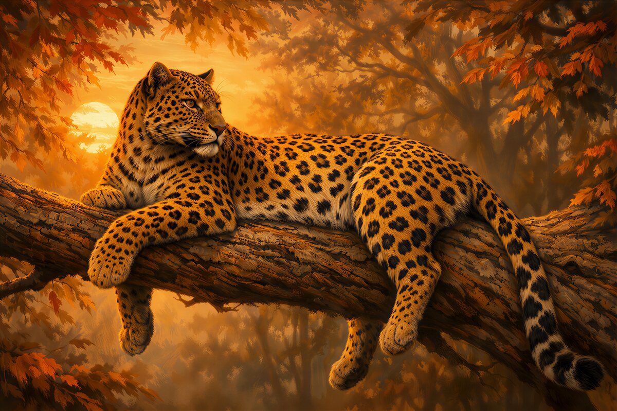 Fototapet Leopard la apus