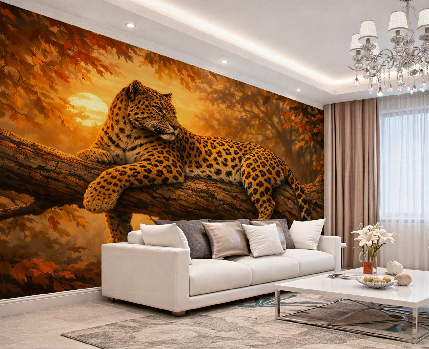 Fototapet Leopard la apus
