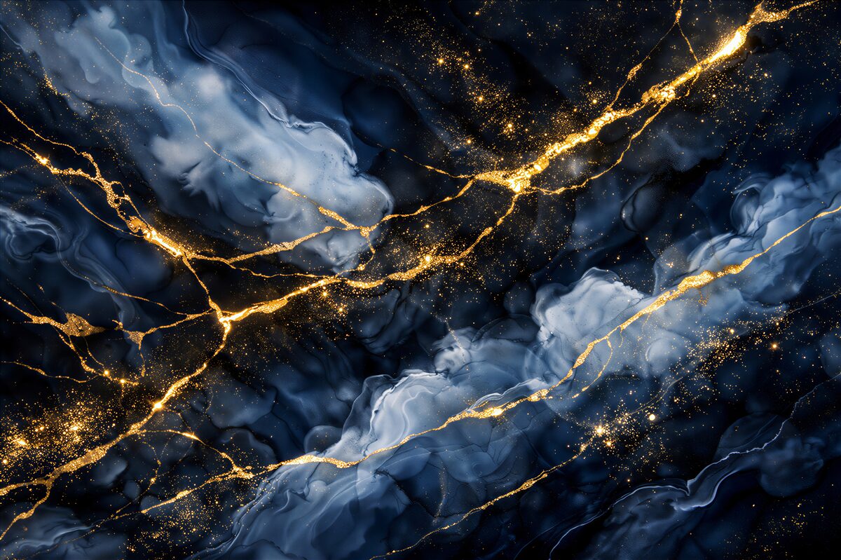 Fototapet Abstract nocturn cu dâre aurii