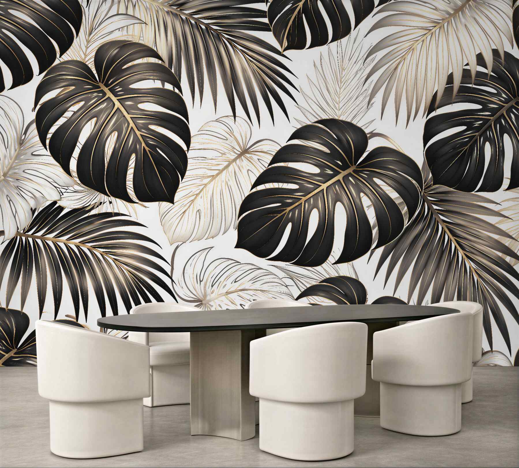 Fototapet Frunze tropicale aurii glamour