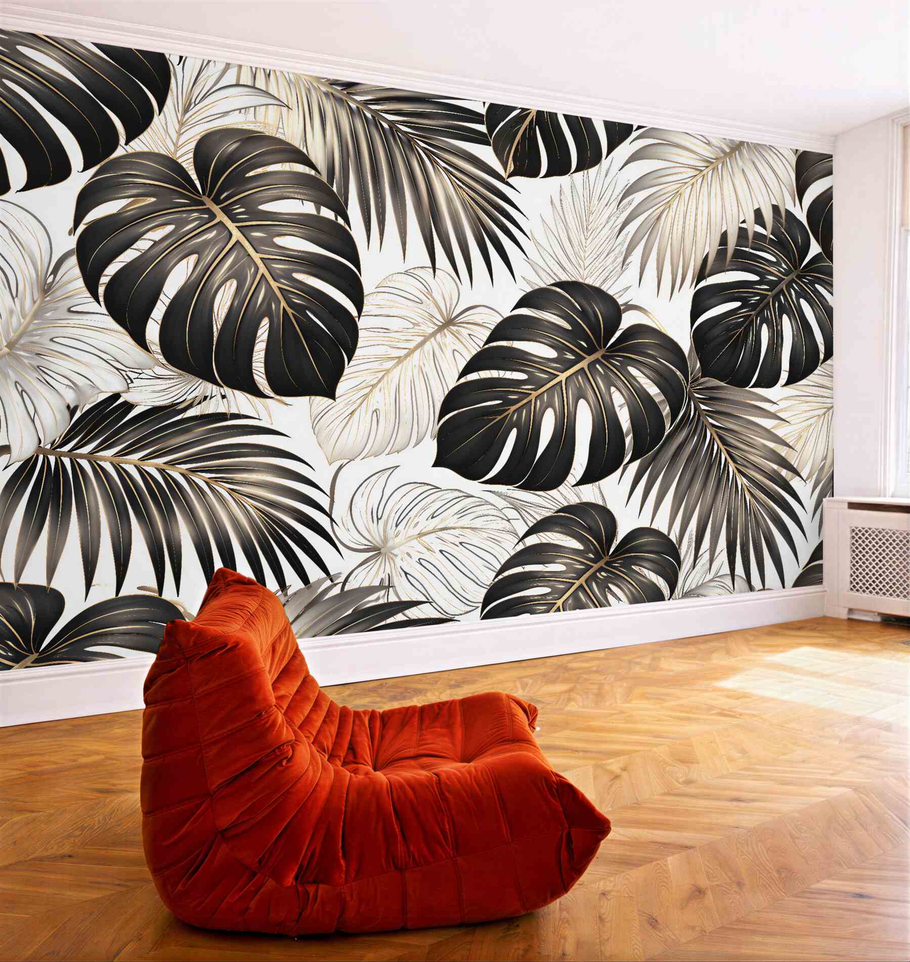 Fototapet Frunze tropicale aurii glamour