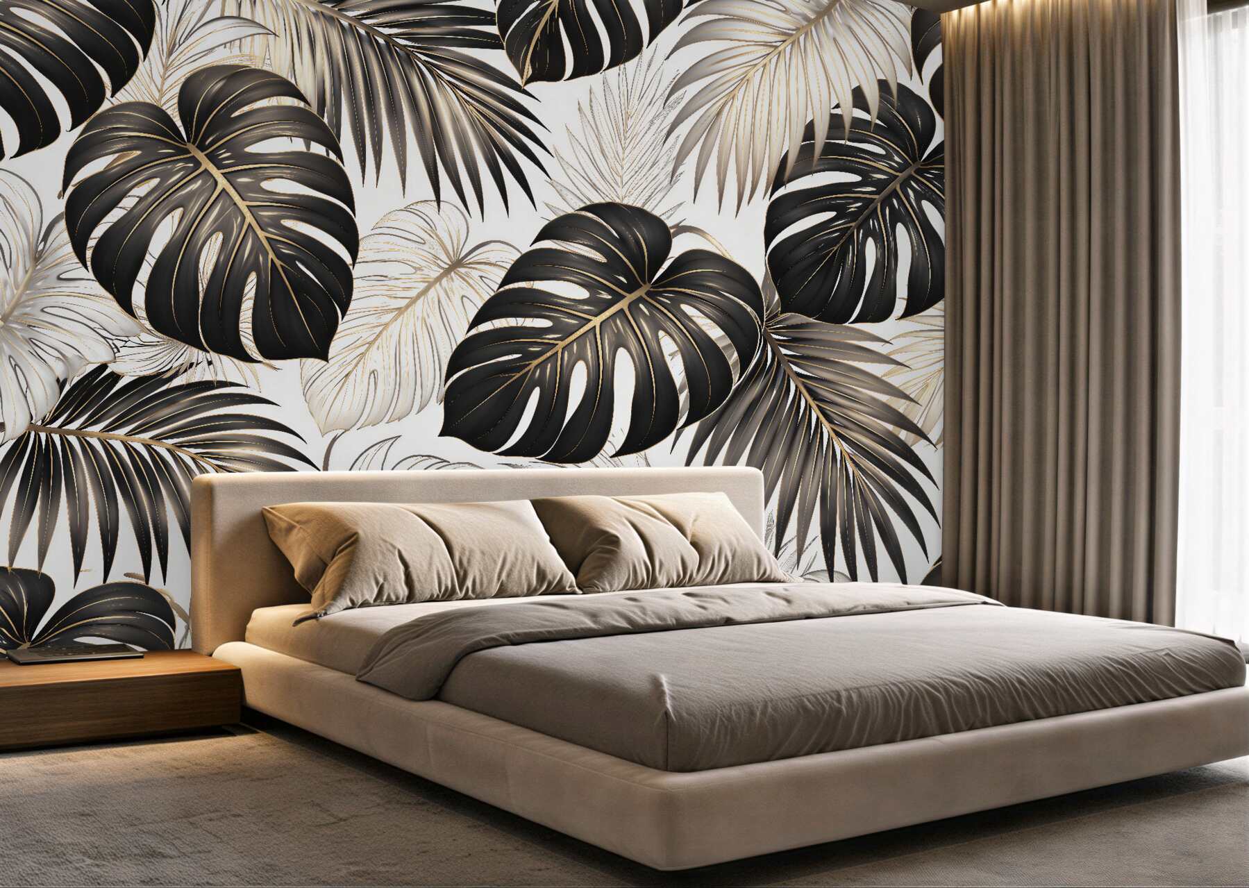 Fototapet Frunze tropicale aurii glamour