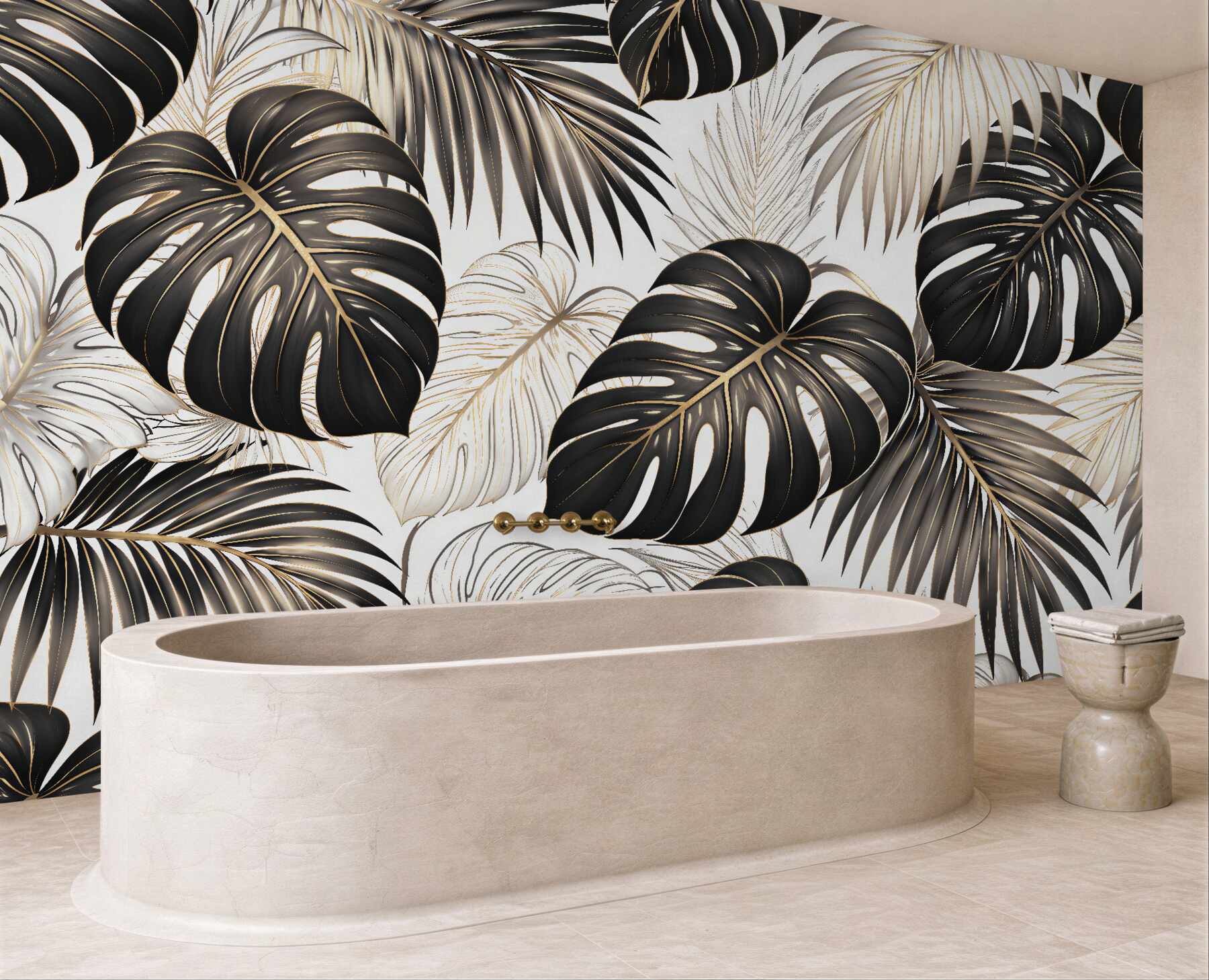 Fototapet Frunze tropicale aurii glamour