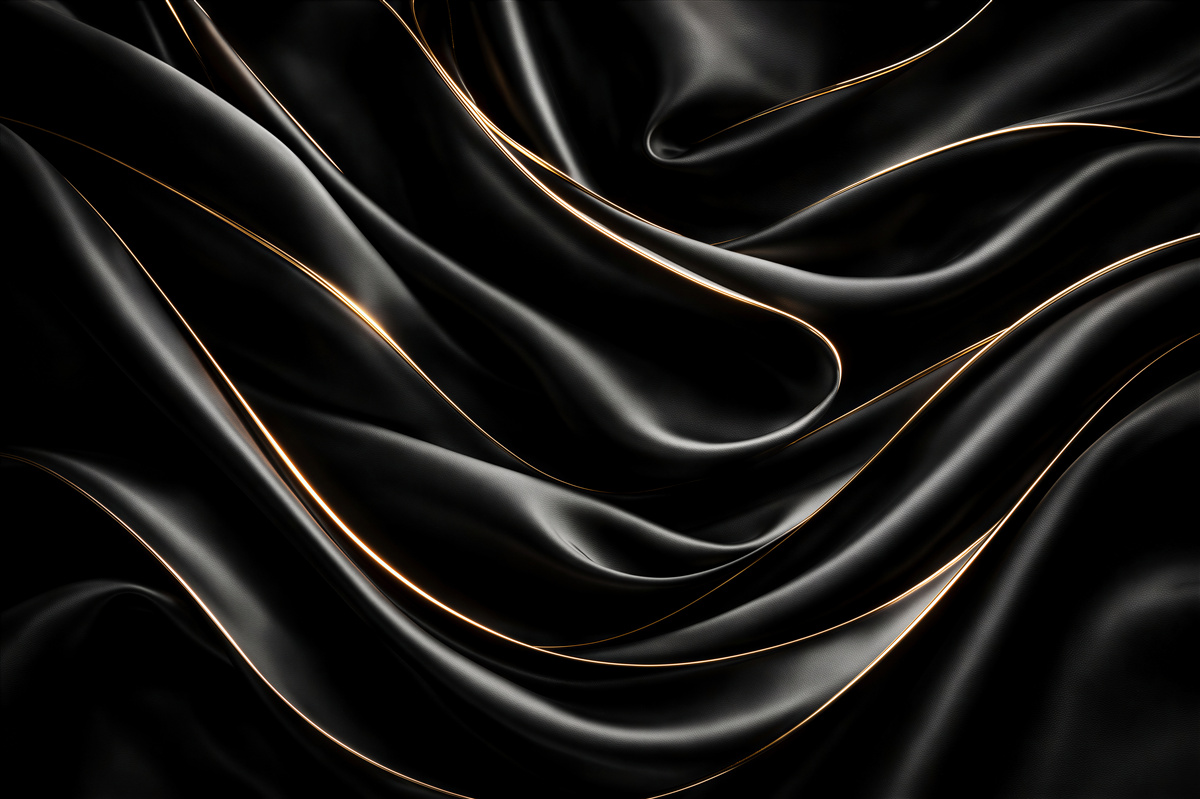 Fototapet Satin negru cu linie aurie