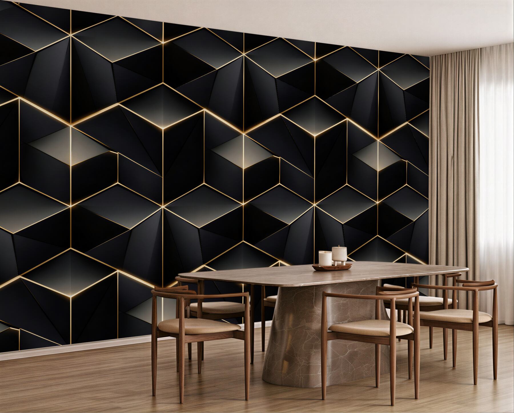 Fototapet Cuburi geometrice aurii 3D