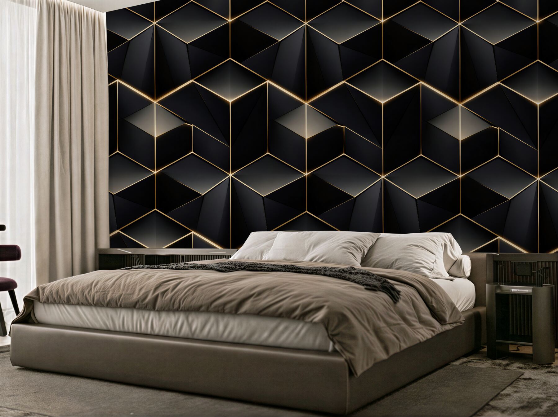 Fototapet Cuburi geometrice aurii 3D