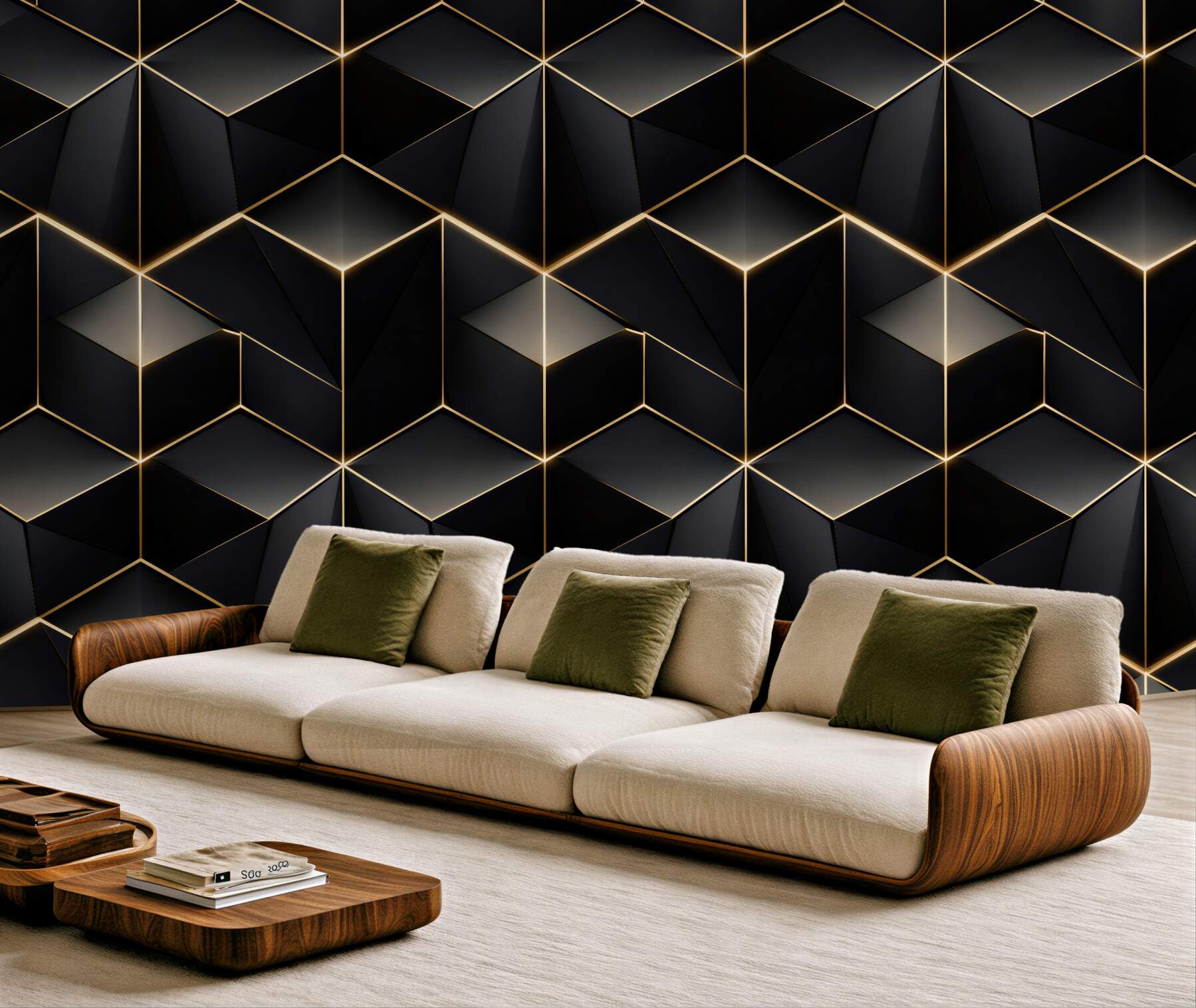 Fototapet Cuburi geometrice aurii 3D