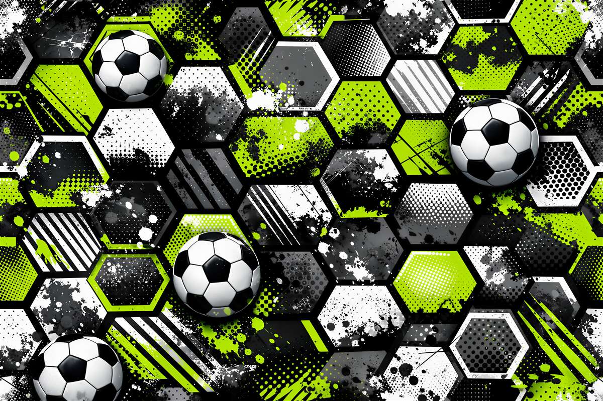 Fototapet Energie fotbalistică din hexagoane neon