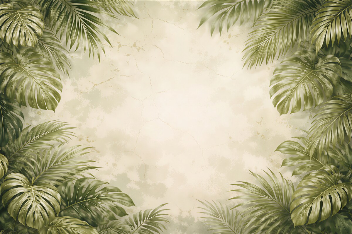Fototapet Frunze tropicale pe fundal deschis