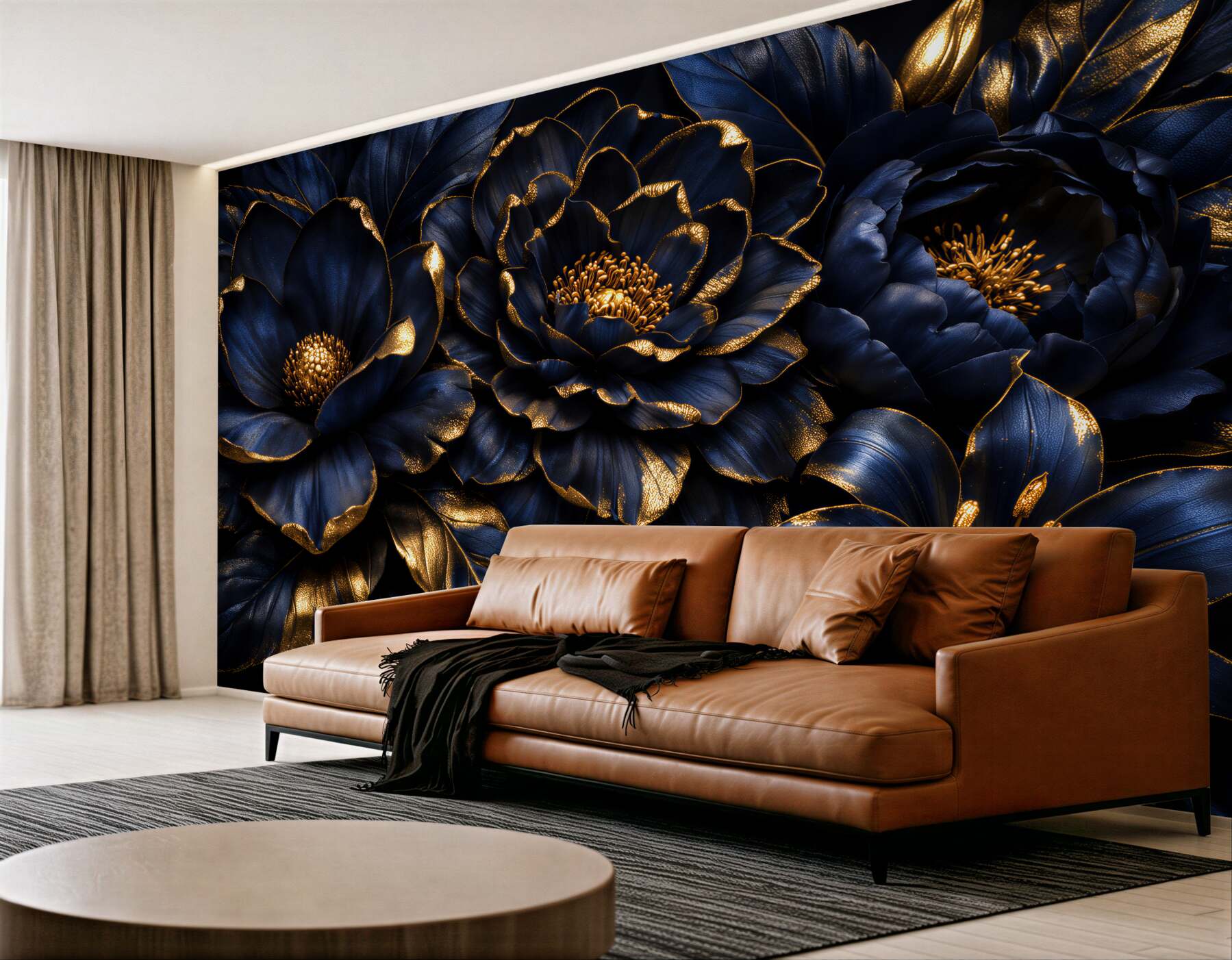 Fototapet Flori nocturne cu accent auriu