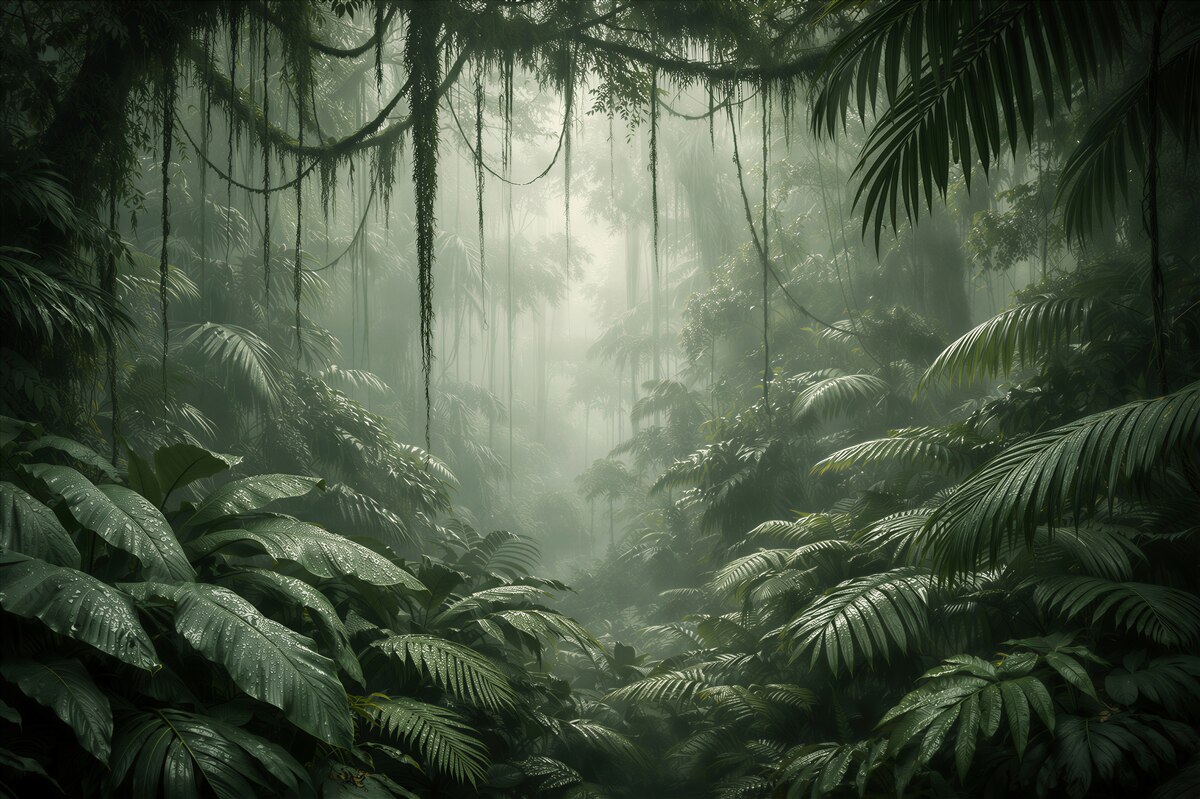 Fototapet Junglă tropicală cețoasă