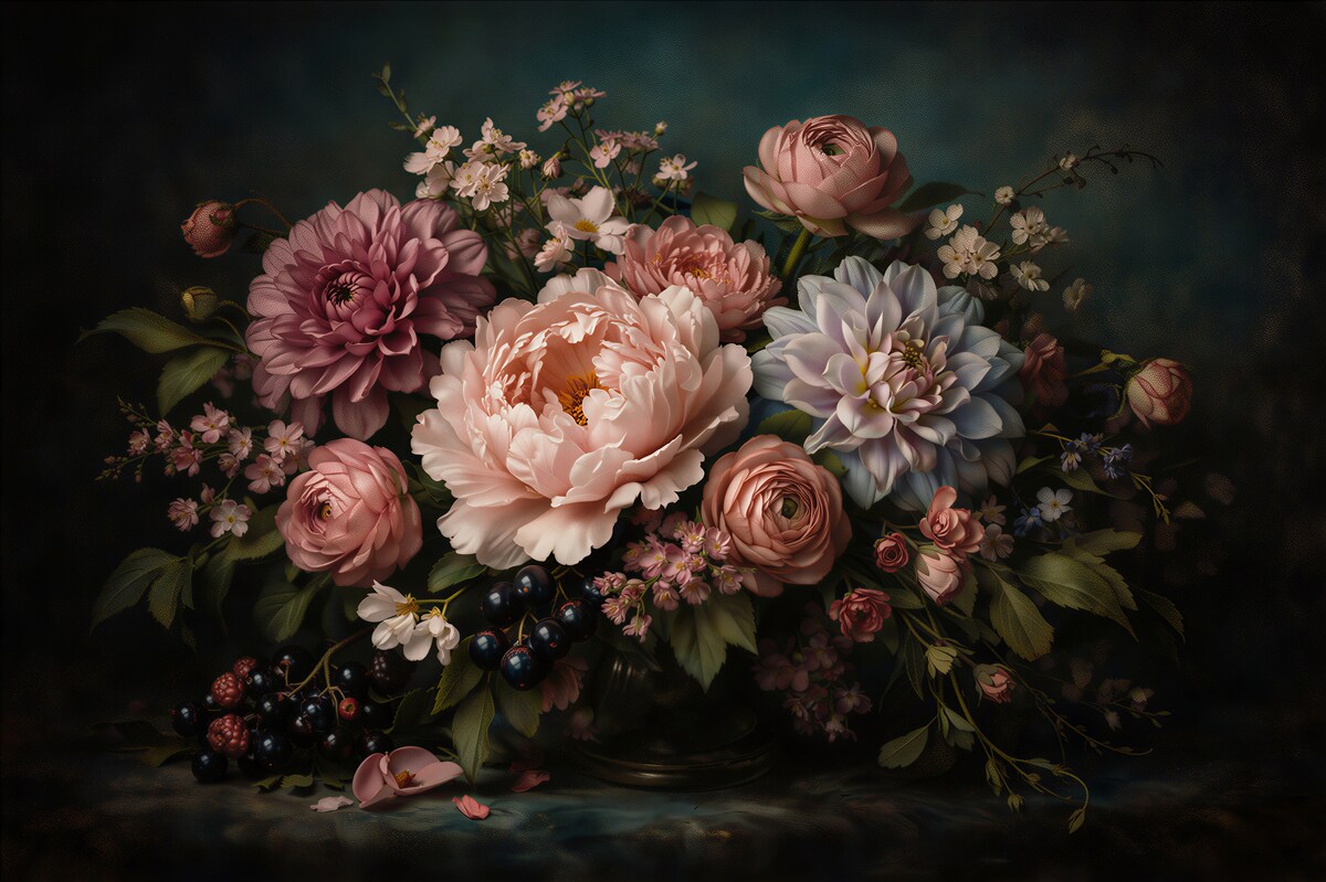 Fototapet Buchet romantic de flori pastelate