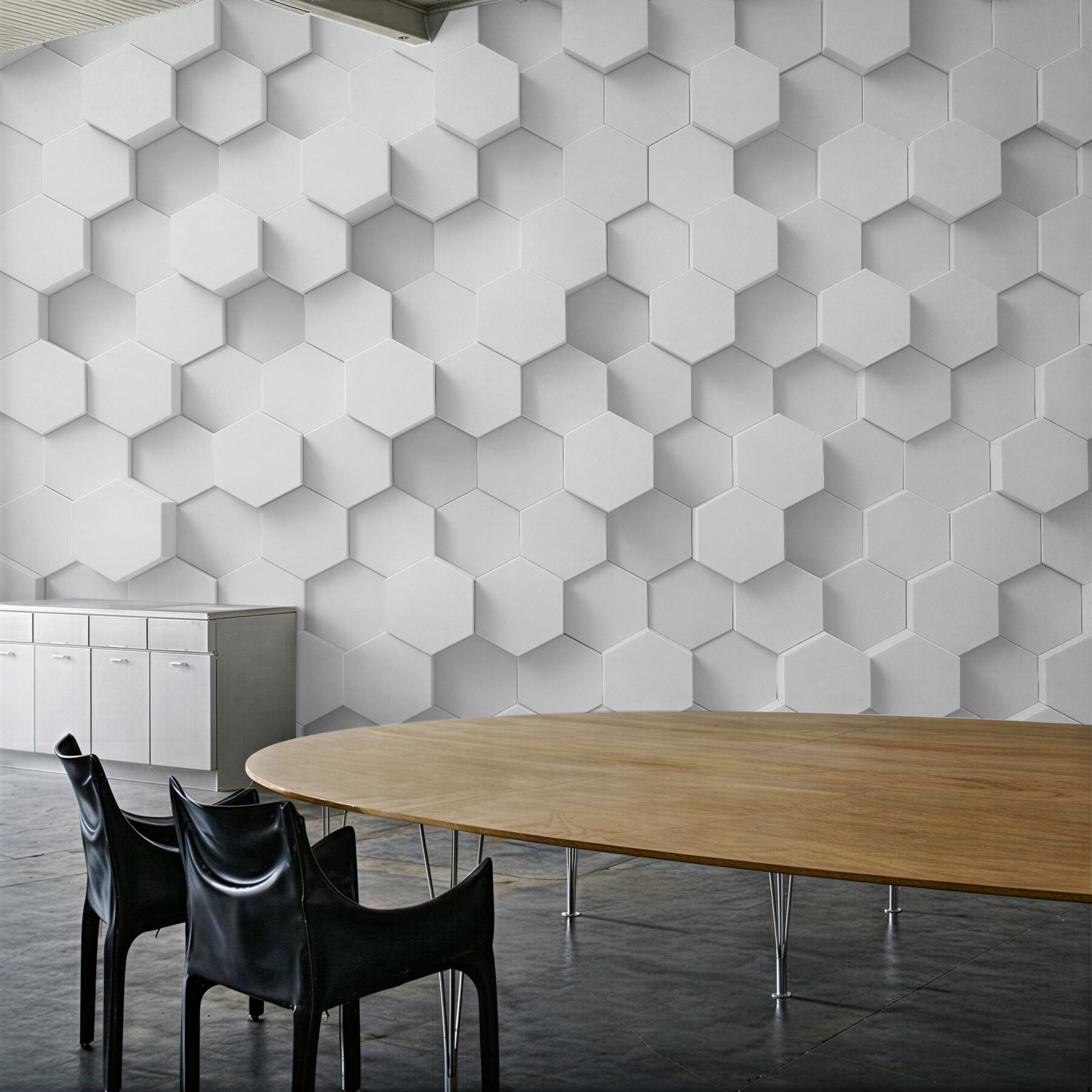 Fototapet Hexagoane albe în relief modern