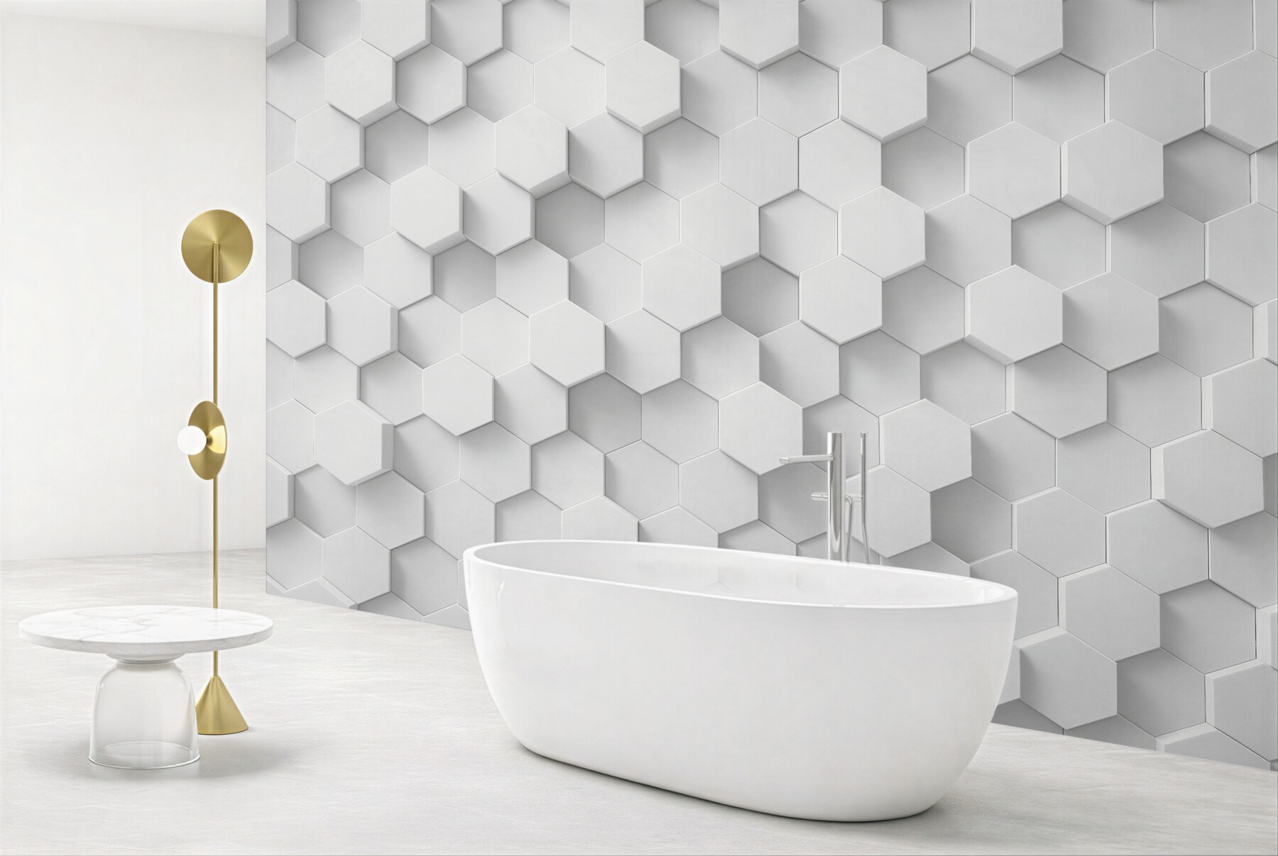 Fototapet Hexagoane albe în relief modern