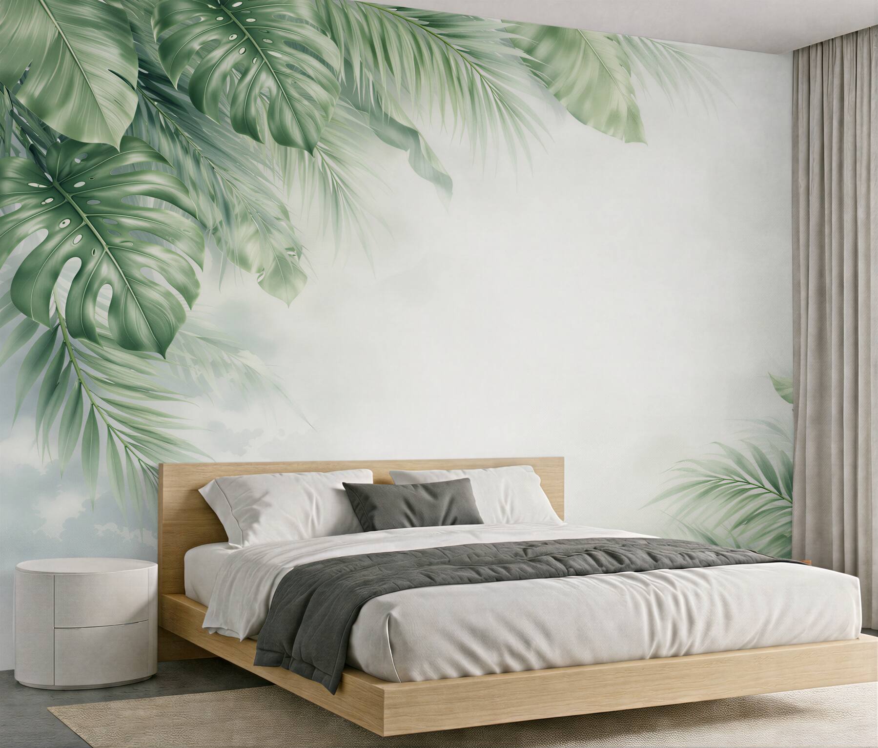 Fototapet Frunze tropicale în ceață ușoară