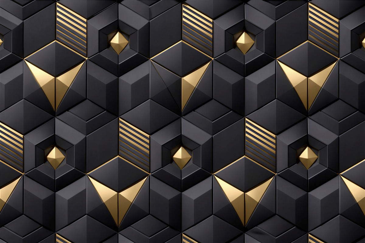 Fototapet Eleganță geometrică negru-aurie 3D