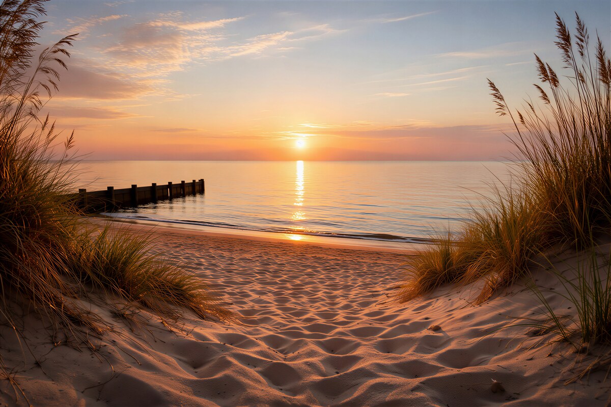 Fototapet Răsărit de soare peste dune
