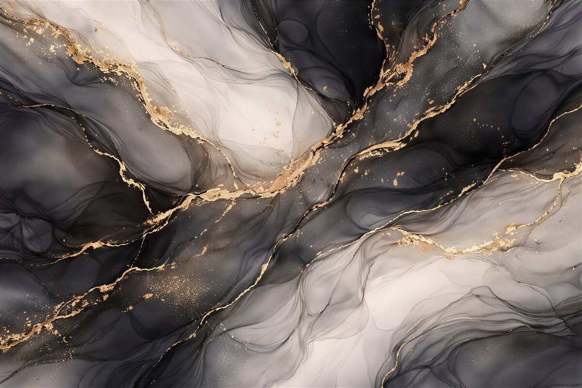 Fototapet Vene aurii ale abstracției negre