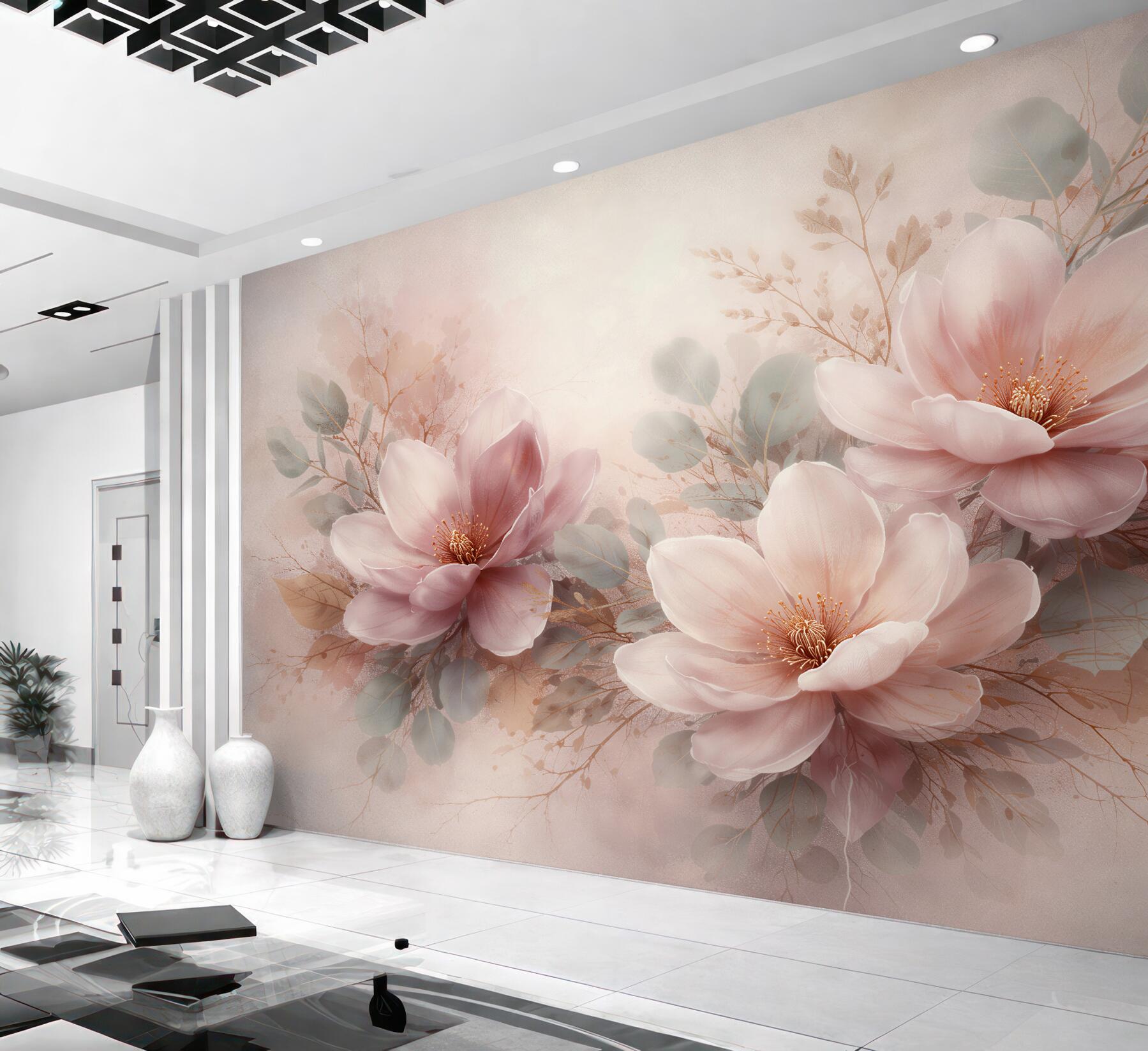 Fototapet Magnolii pudrate într-o compoziție subtilă
