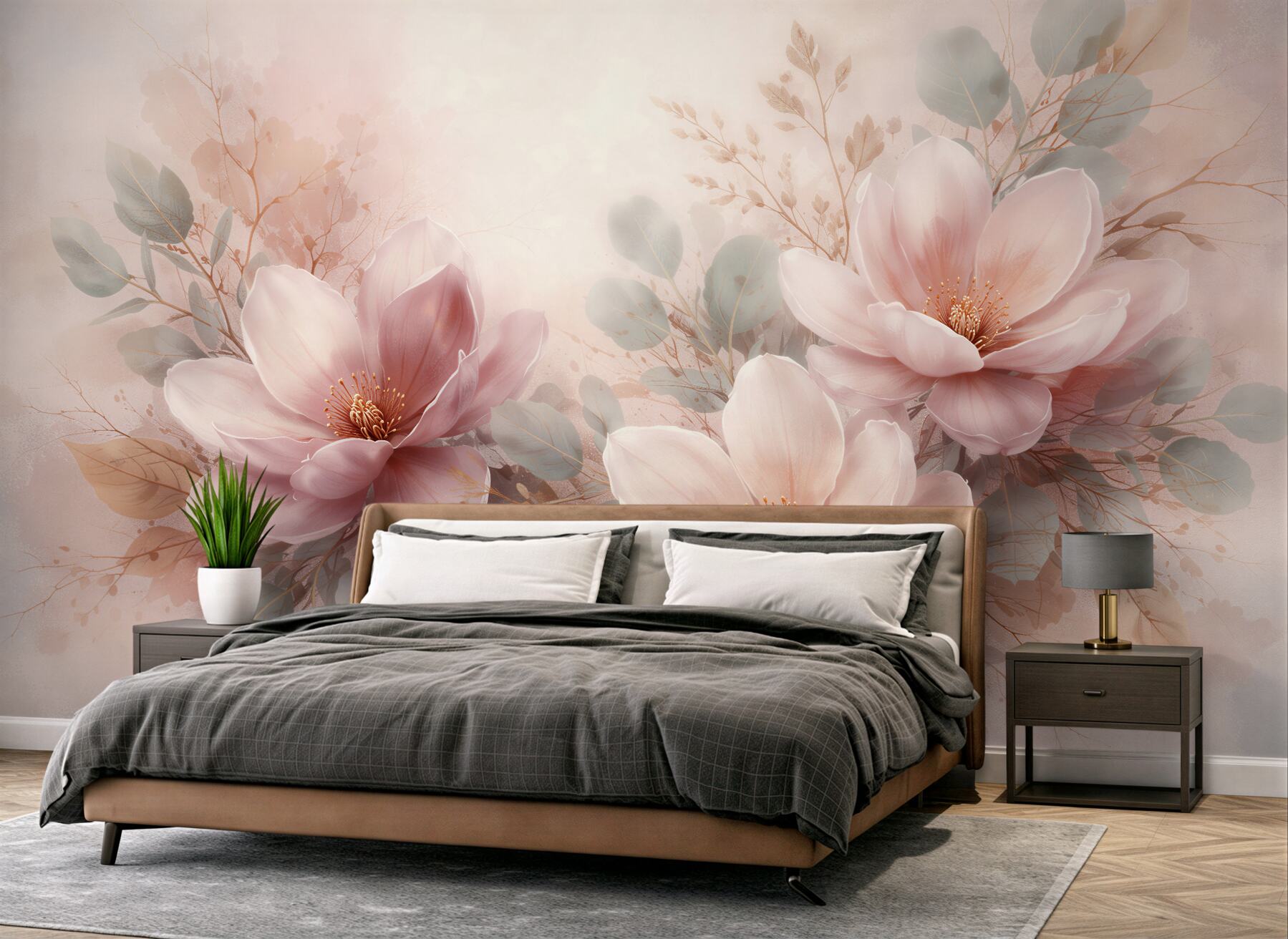 Fototapet Magnolii pudrate într-o compoziție subtilă