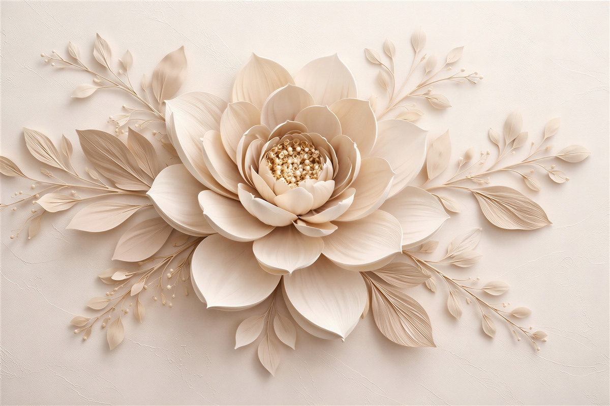 Fototapet Lotus crem în relief elegant