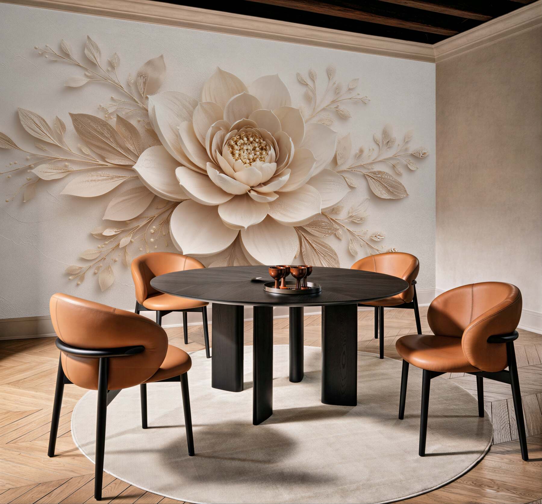 Fototapet Lotus crem în relief elegant