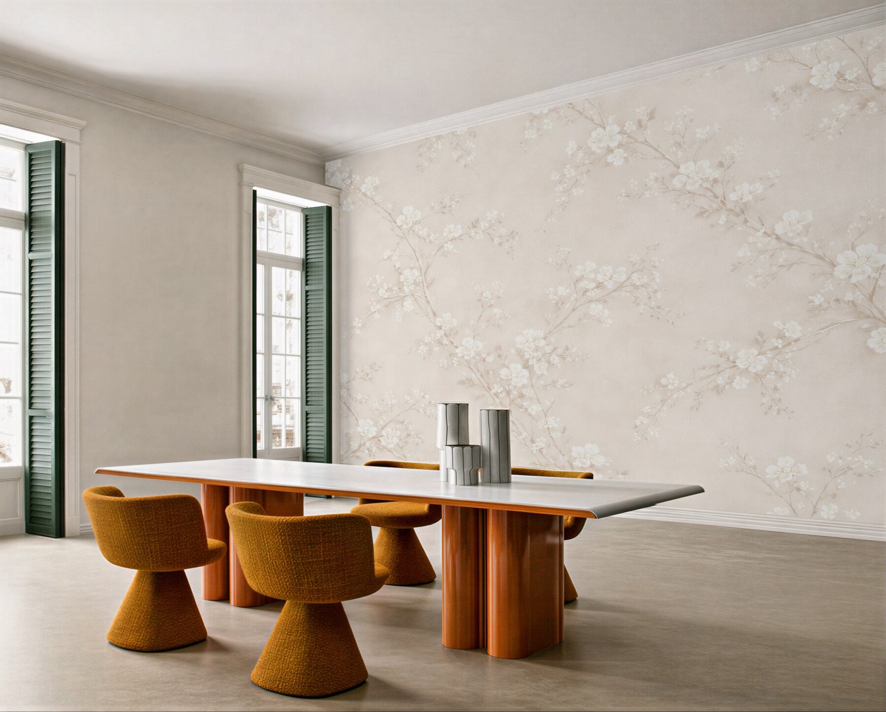 Fototapet Flori delicate crem pe ramuri