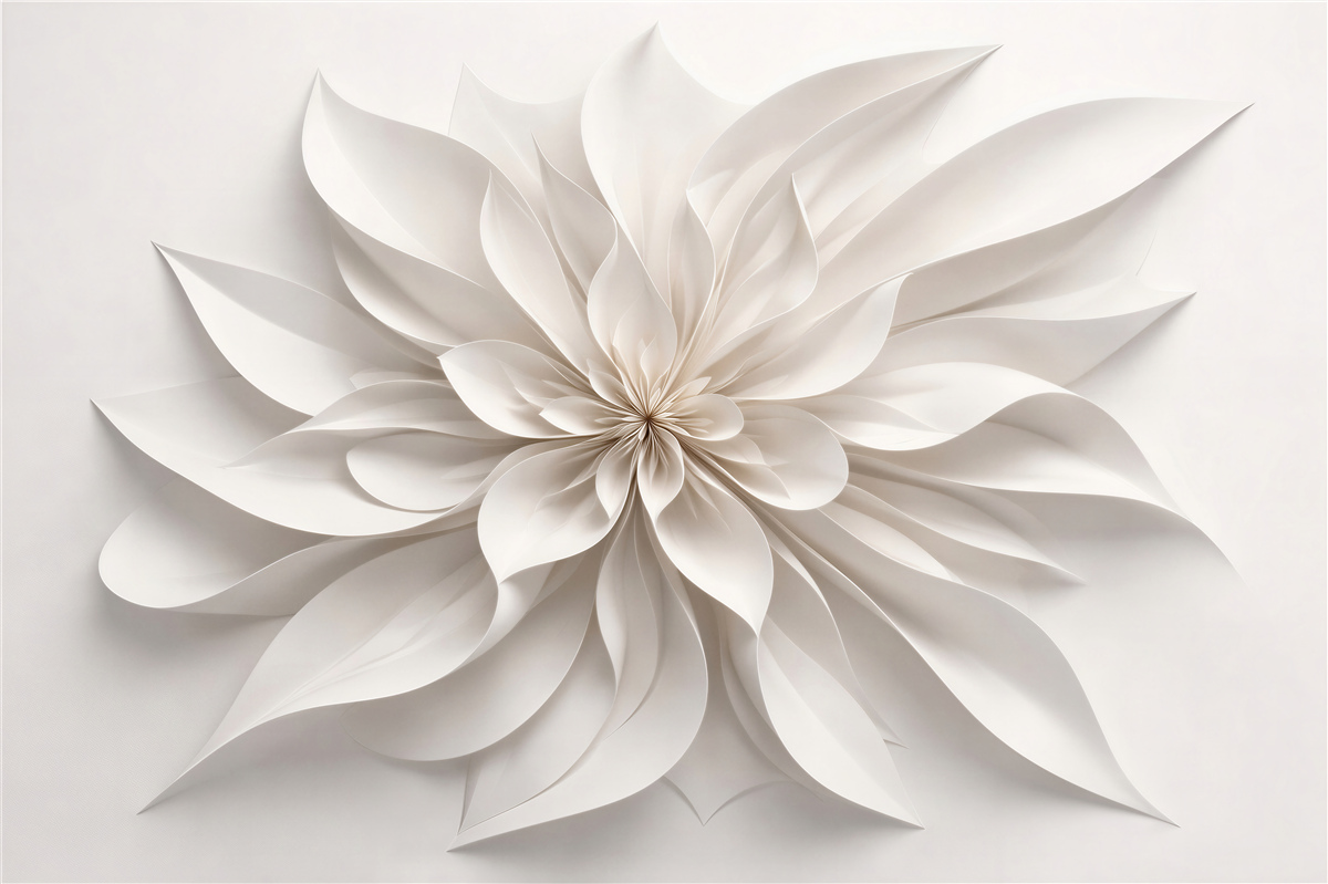 Fototapet Floare crem din hârtie 3D