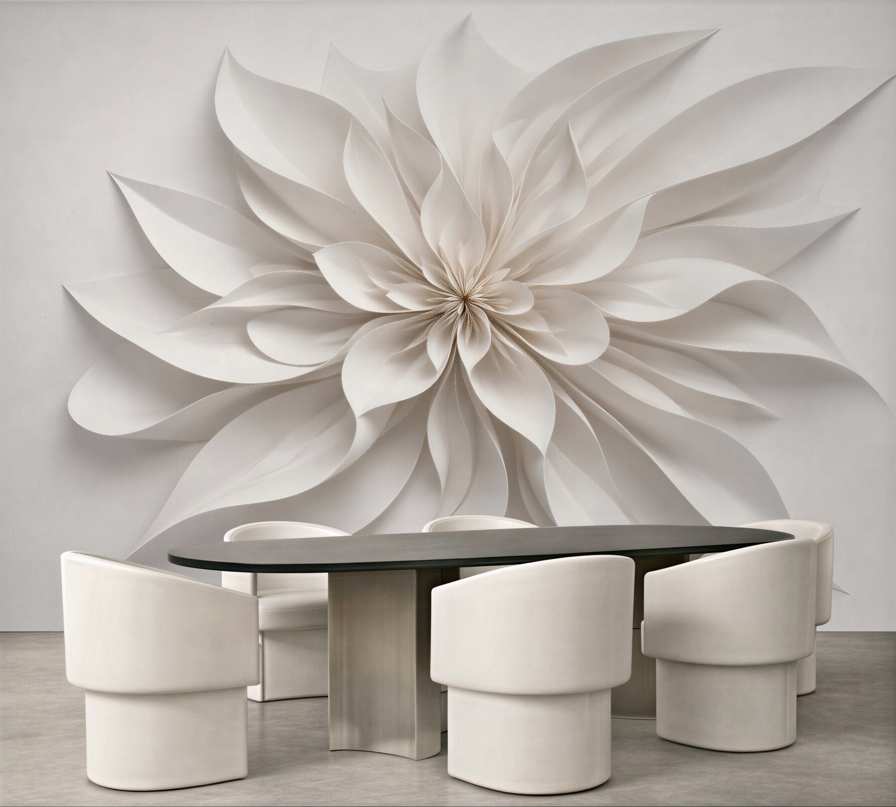 Fototapet Floare crem din hârtie 3D
