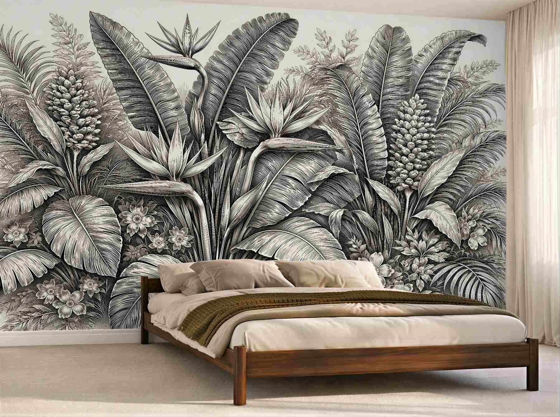 Fototapet Grădină tropicală în desen