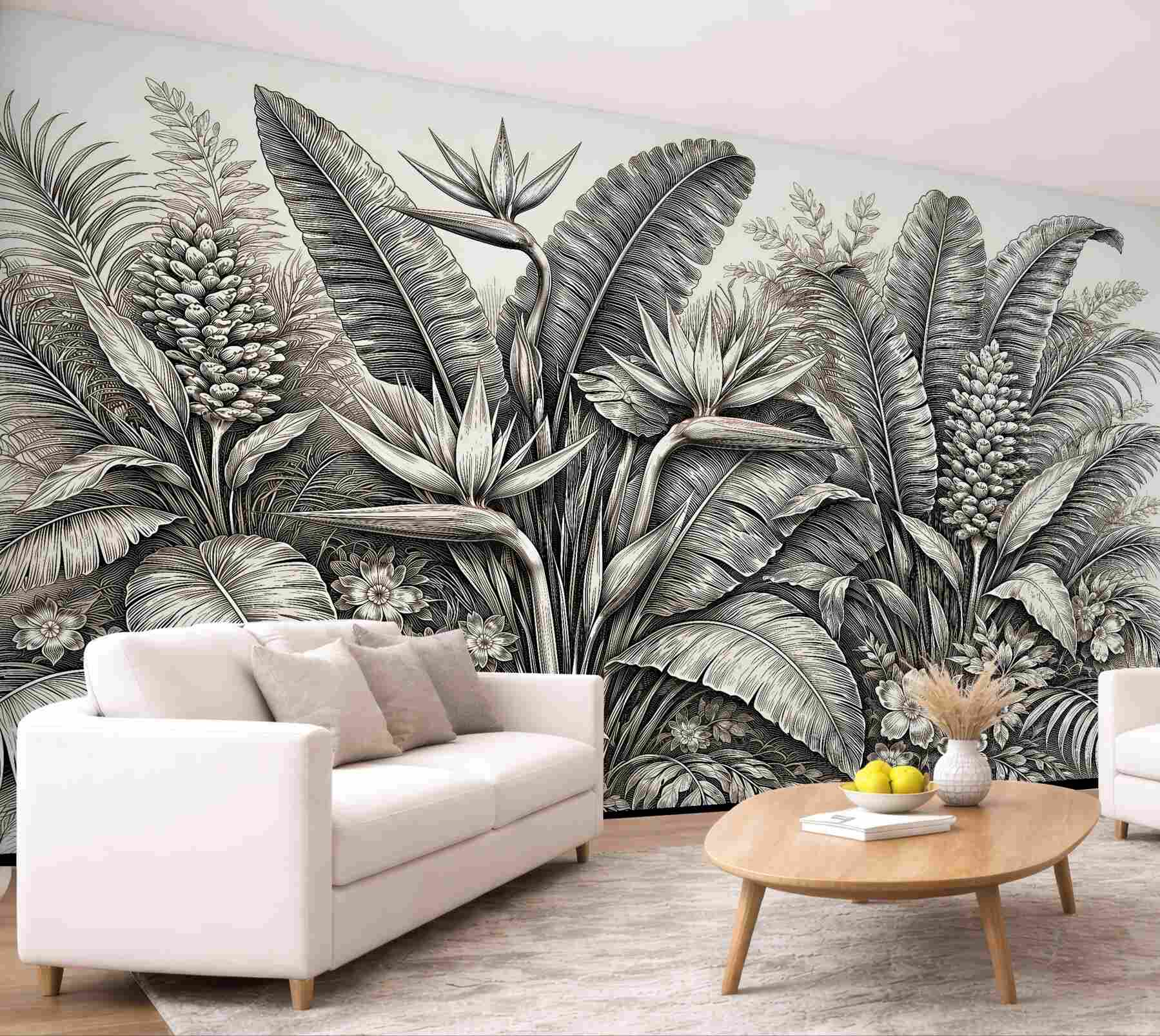 Fototapet Grădină tropicală în desen